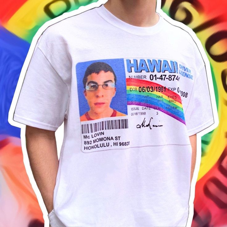 Mclovin Superbad Graphic T-Shirt An original hand drawn graphic design by Mikiko! 👁 FREE WORLDWIDE SHIPPING 👁 Unisex t-shirts available in sizes  - Small - Medium - Large - XL - XXL (other sizes can be made upon request) - Ethically and sustainably manufactured - Artwork is professionally printed - no cracks or peeling - High quality heavy tee with a taped neck and sleeves - Authentic artwork - Machine wash inside out for best results (Hand-wash works even better) - international shipping ☝🏽 Mclovin Shirt, Mclovin Superbad, Nerd Shirt, Nerd Shirts, Rave Outfit, Shirt Y2k, Meme Tshirts, Print Graphic, Rave Outfits