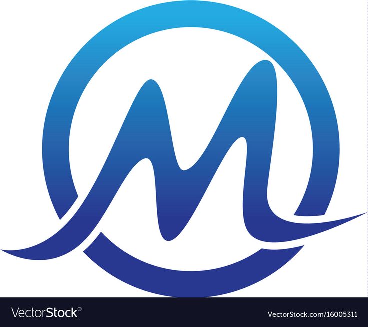 the letter m inside a blue circle