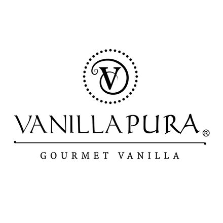 the logo for vanila pura gourmet vanilla, which is made with fresh fruit