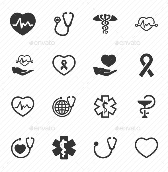 black and white medical icons - miscellaneous symbols