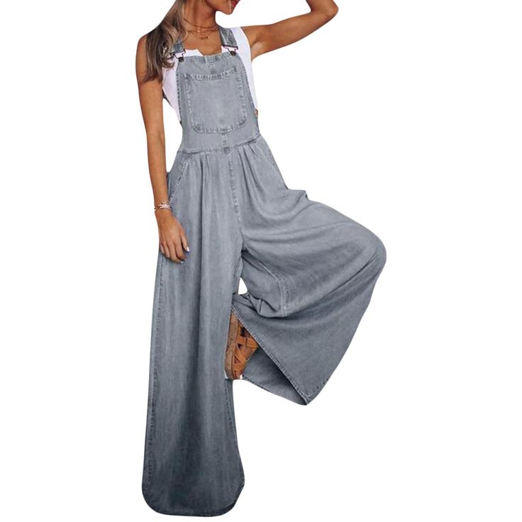 PRICES MAY VARY. Material:This denim jumpsuits for women constructed in soft denim fabric, keep you comfortable for a casual. Design:This pair of straight jean overalls jumpsuits design with sleeveless,loose casual style,wide leg jumpsuit,oversize, long pants jumpsuits,cute and stylish outfits for women. Occasion:Spaghetti strap loose romper suitable for all seasons casual wear,ideal for daily wear, home wear, beach, dating, travel, vacation, party, office, cocktail and more. Match:Summer baggy Baggy Overalls, Spaghetti Strap Jumpsuit, Loose Romper, Denim Jumpsuits, Long Pant Jumpsuit, Designer Jumpsuits, Long Romper, Denim Romper, Overalls Women