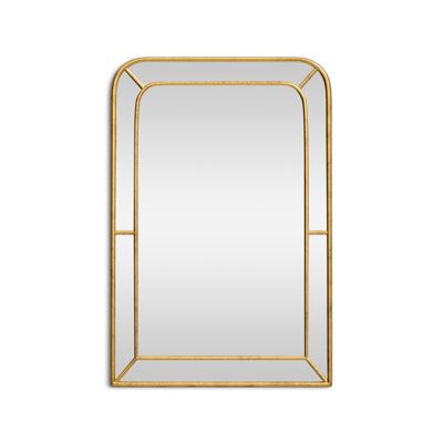 an art deco mirror with gold trimmings on the edges and a rectangular frame