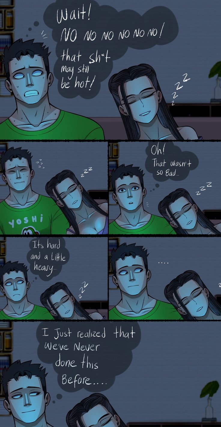 a comic strip with an image of a man in green shirt and text that reads, what