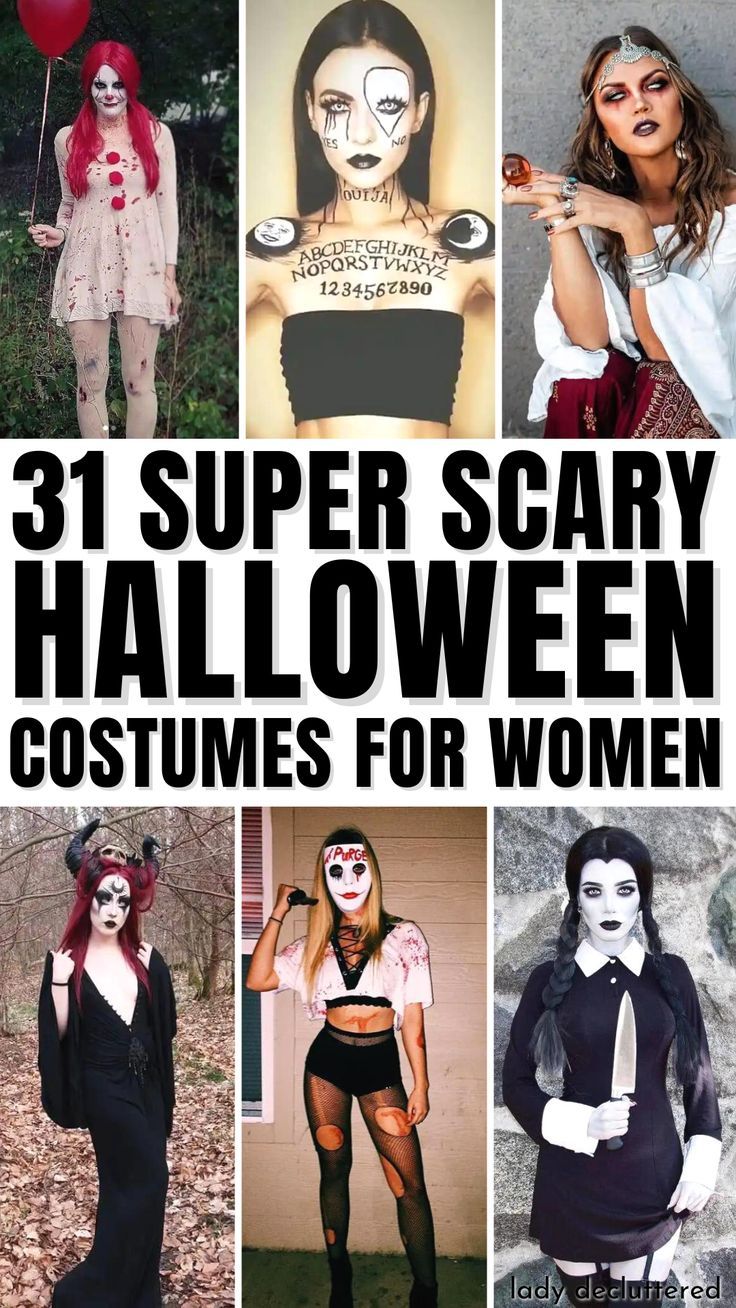 31 Super Scary Halloween Costumes for Women What To Wear For Halloween, Costumes For Women Halloween, Karneval Diy, Halloween Costumes Women Scary, Horror Movie Costumes, Most Popular Halloween Costumes, Super Scary, Popular Halloween Costumes, Hallowen Ideas