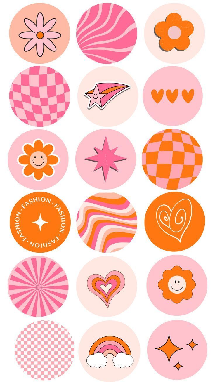 an assortment of stickers with different shapes and colors on them, including hearts, stars,