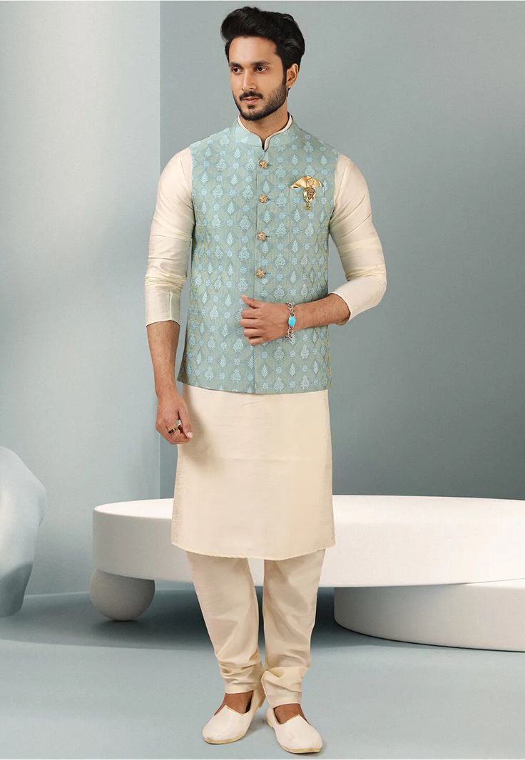 Traditional Indian Mens Clothing, Engagement Dress For Groom, Indian Wedding Suits Men, Mens Traditional Wear, Indian Wedding Clothes For Men, Nehru Jacket For Men, Waistcoat Designs, Wedding Kurta For Men, Boys Kurta Design