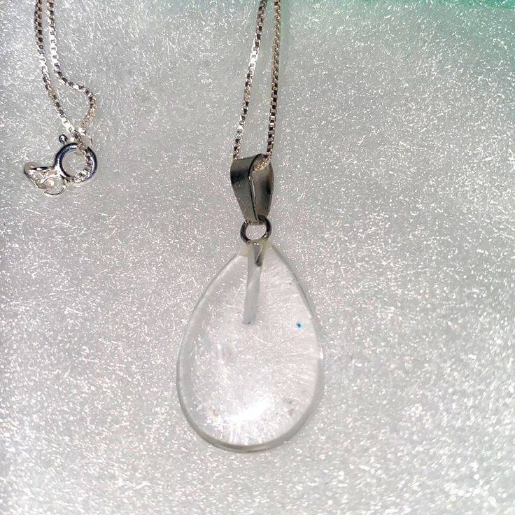 Lovely Pure Quartz Sterling Silver Necklace. Necklace Measures 18”. Pendant Is 1” And Natural Quartz. Comes With Gift Box. Silver Drop Crystal Necklace Gift, Silver Drop Crystal Necklace For Gift, Silver Teardrop Crystal Necklaces For Gift, Silver Teardrop Crystal Necklace Gift, Silver Teardrop Hypoallergenic Necklace, Silver Water Drop Necklace For Gift, Silver Hypoallergenic Teardrop Necklace, Hypoallergenic Silver Teardrop Necklace, Minimalist Water Drop Jewelry As Gift