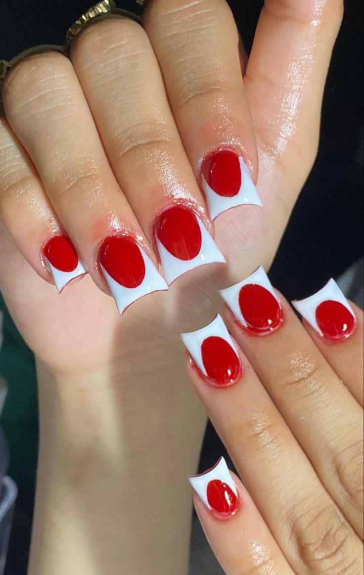 Short Duck Nails Acrylic French Tip, Red And Black Duck Nails, Duck Short Nails, Valentines Duck Nails, Short Duck Nails French Tip, Small Duck Nails, Red Duck Nails, French Tip Duck Nails, Short Duck Nails