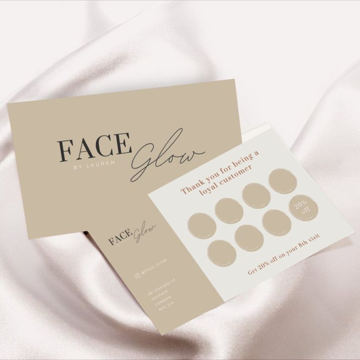 two business cards with the word face on them