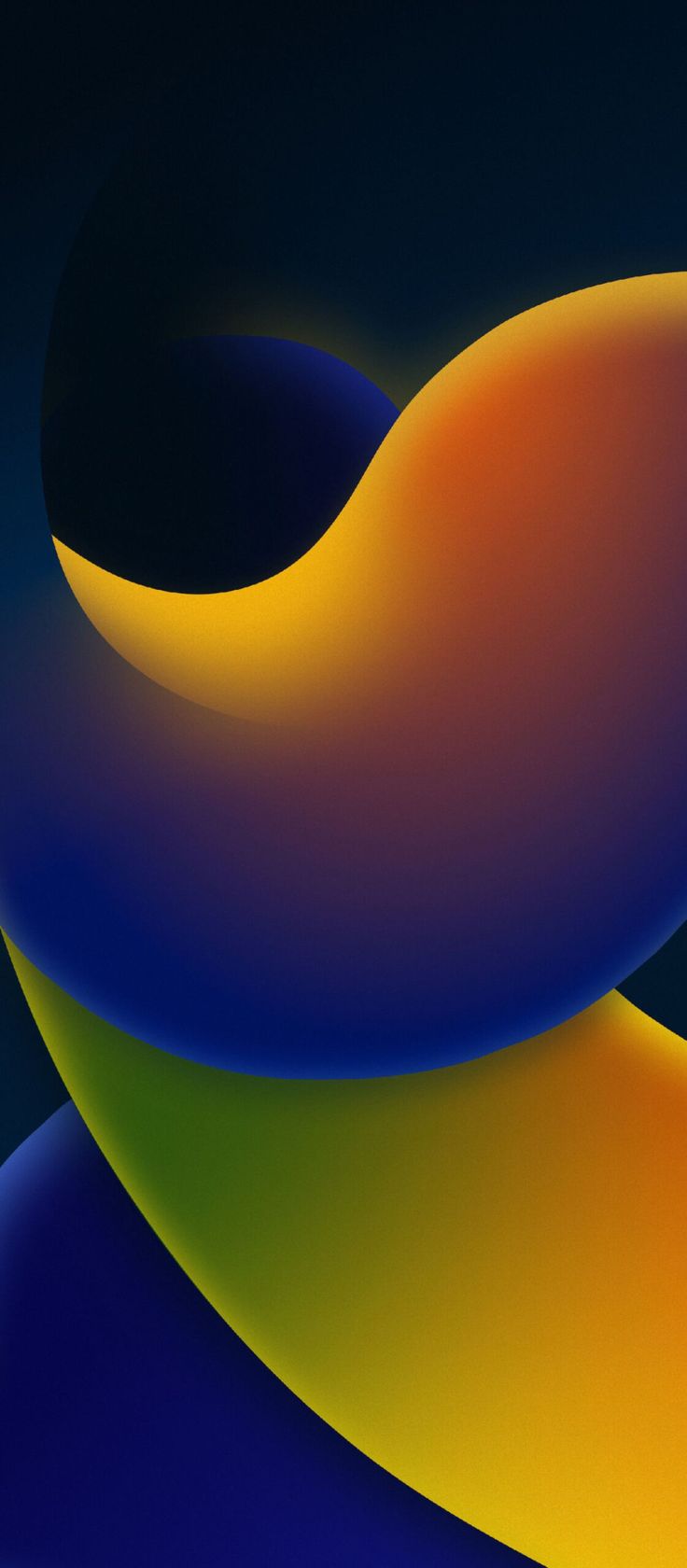 an abstract background with blue, yellow and orange curves on the bottom left side of the image