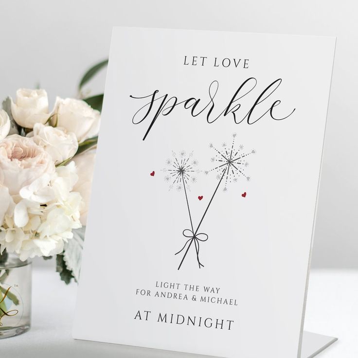 a card with the words, let love sparkle light the way for america and michael at midnight