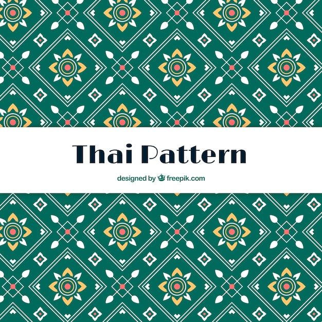 thai pattern in green and white with the words thai pattern on it's side