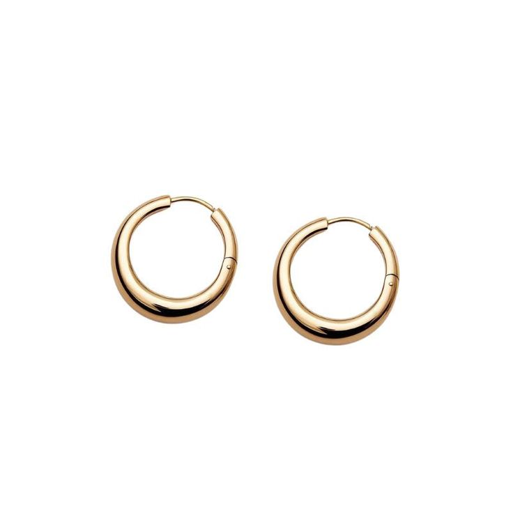 Details: 18 carat gold plated sterling silver Engraved with LIÉ STUDIO Sold as a pair, with a total weight of 18 g Timeless Rose Gold Earrings With Polished Finish, Rose Gold Polished Earrings For Everyday Luxury, Rose Gold Earrings For Everyday Luxury, Classic Small Hoop Jewelry In Recycled Gold, Gold Earrings With Shiny Finish In Fine Jewelry Style, Classic Brass Huggie Earrings For Gift, Timeless Yellow Gold Earrings With Polished Finish, Gold Earrings With Shiny Finish, Gold Plated Shiny Finish Fine Jewelry Earrings