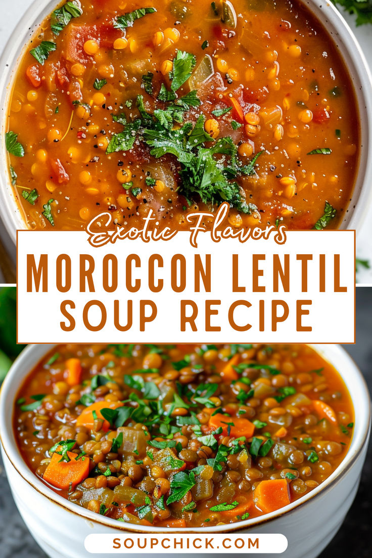 Moroccan Lentil Soup Recipe Moroccan Lentil Soup Recipe, Moroccan Soup Recipes, Moroccan Lentils, Spiced Lentil Soup, Protein Soup Recipes, Spicy Soup Recipes, Nutritious Soup, Protein Soup, Moroccan Lentil