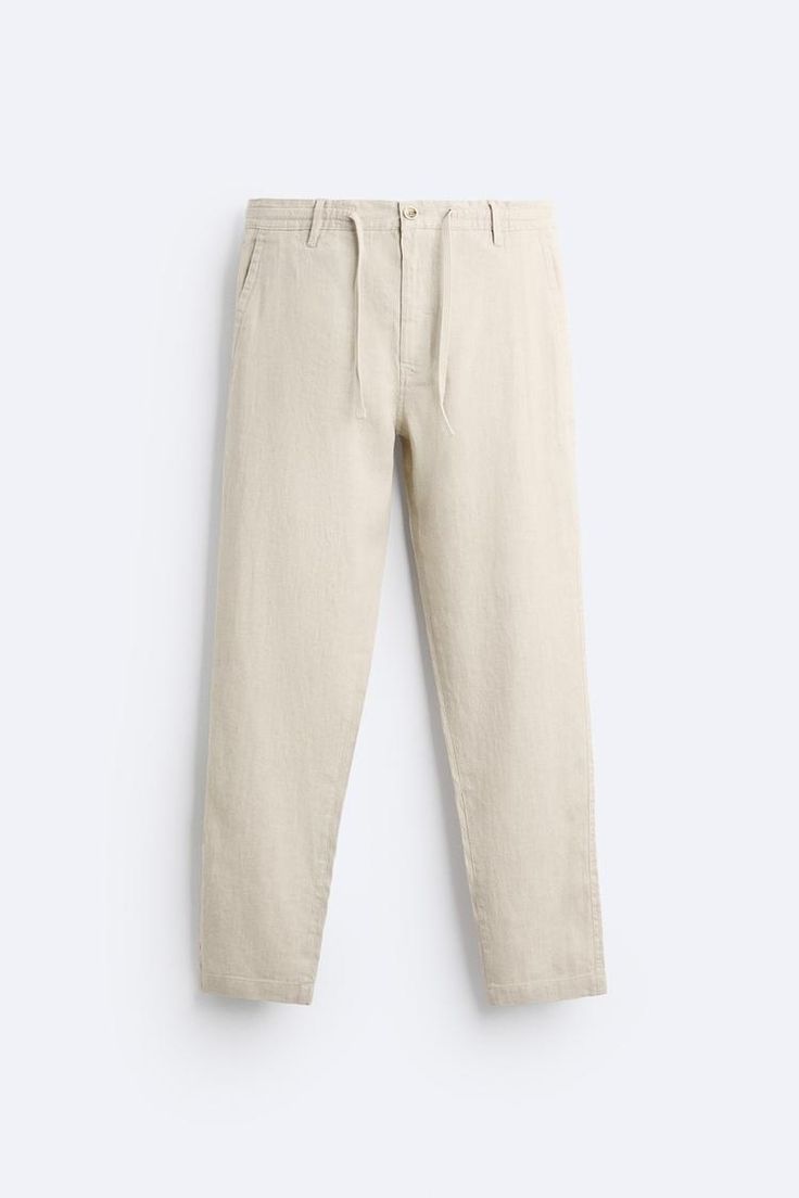 LINEN - COTTON PANTS - Light beige | ZARA United States Linen Pants Men, Beige Pants Men, Beige Linen Pants, Mens Fits, Zara Men, Mens Linen Pants, Cotton Linen Pants, Khaki Pants Men, Tshirt Design Men