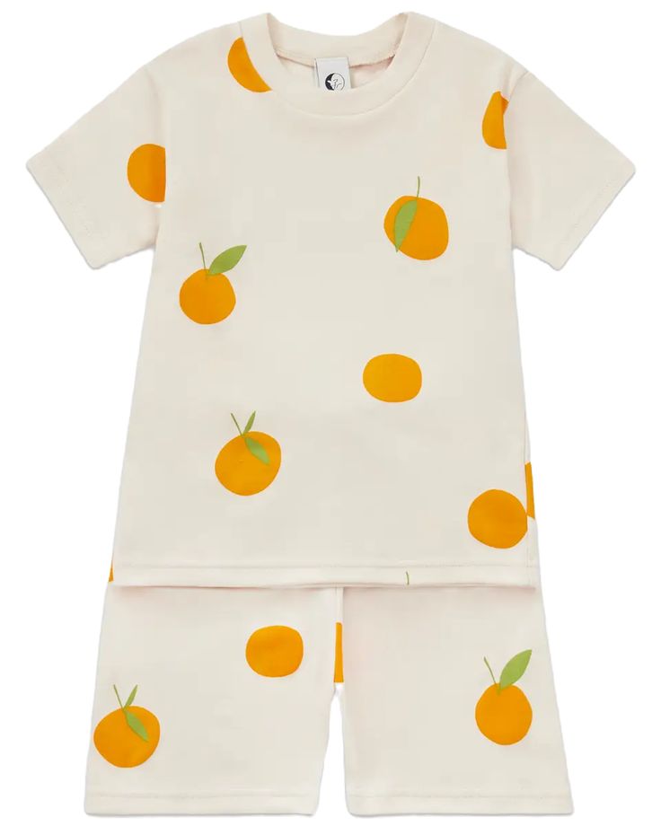 Our best selling clementine print in a short and tee set. Boxy and breezy, pyjamas don't get comfier than this. 100% organic cotton, a very soft interlock fabric for maximum night-time comfort.  Knitted ethically and printed in the U.K. using water based inks. DetailsFabric: 100% Organic CottonCare: Wash at 30 degrees, but please do not tumble dry.Weight: 8 oz (226.8 g)Made in United Kingdom Orange Cotton Sleepwear For Loungewear, Organic Cotton Sleepwear For Spring, Orange Sleepwear For Spring Sleepover, Orange Cotton Pajama Party Set, Cute Orange Sleepwear For Loungewear, Playful Orange Sleepwear For Sleepovers, Spring Organic Cotton Sleepwear, Orange Cotton Sleepwear For Summer, Orange Summer Sleepwear For Sleepover