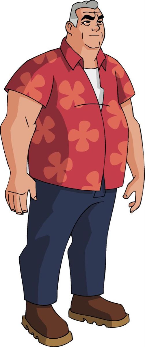 an older man in a red shirt and blue jeans standing with his hands on his hips