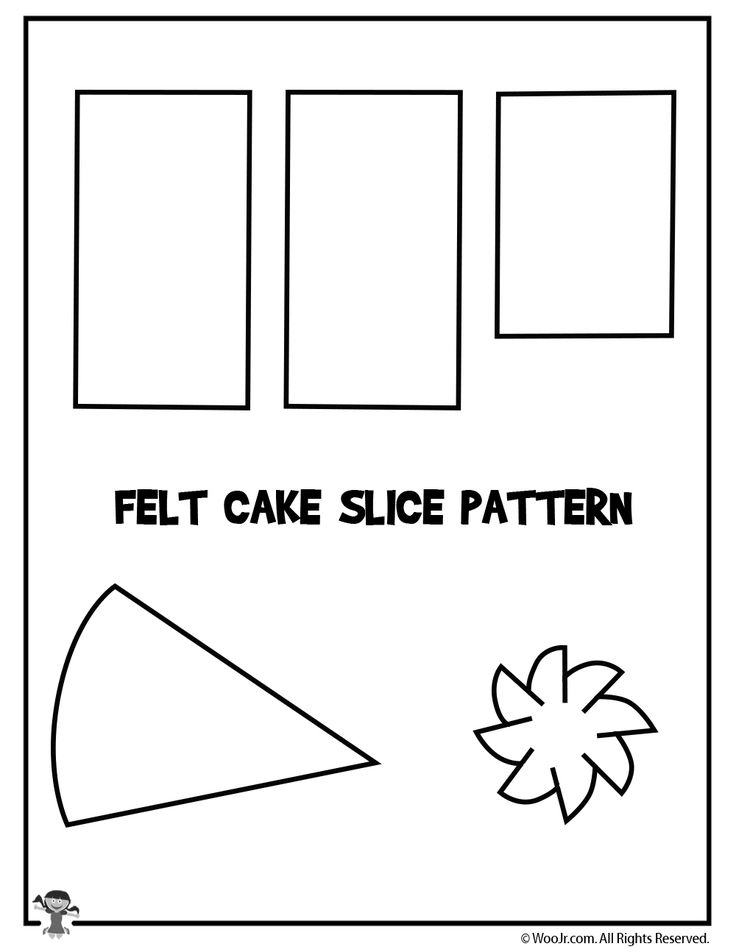 a piece of paper with the words felt cake slice pattern