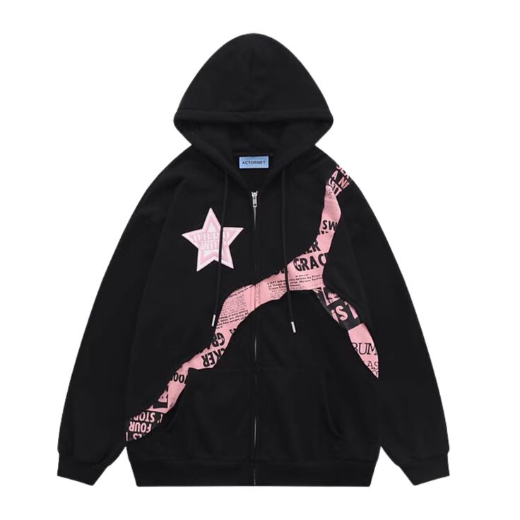 Let your street style shine in our luxurious Street Stars Patchwork Hoodie. This trend-setting hoodie is crafted with premium fabric and features an eye-catching patchwork design. Accentuated by a soft and comfortable feel, it's the perfect way to make a bold statement. Features: -80% Cotton,20% Polyester -Drawstring Hood -Dropped Shoulder -Super Soft Fabric -Star -Patchwork -Regular Fit -Street Style Trendy Hoodie With Star Print For Winter, Trendy Cotton Hoodie With Star Print, Cotton Sweatshirt With Star Patch For Streetwear, Trendy Pink Hooded Jacket For Streetwear, Trendy Black Hoodie With Patchwork, Trendy Hooded Sweatshirt With Star Print, Trendy Black Patchwork Hoodie, Winter Streetwear Sweatshirt With Star Patch, Winter Star Patch Sweatshirt For Streetwear