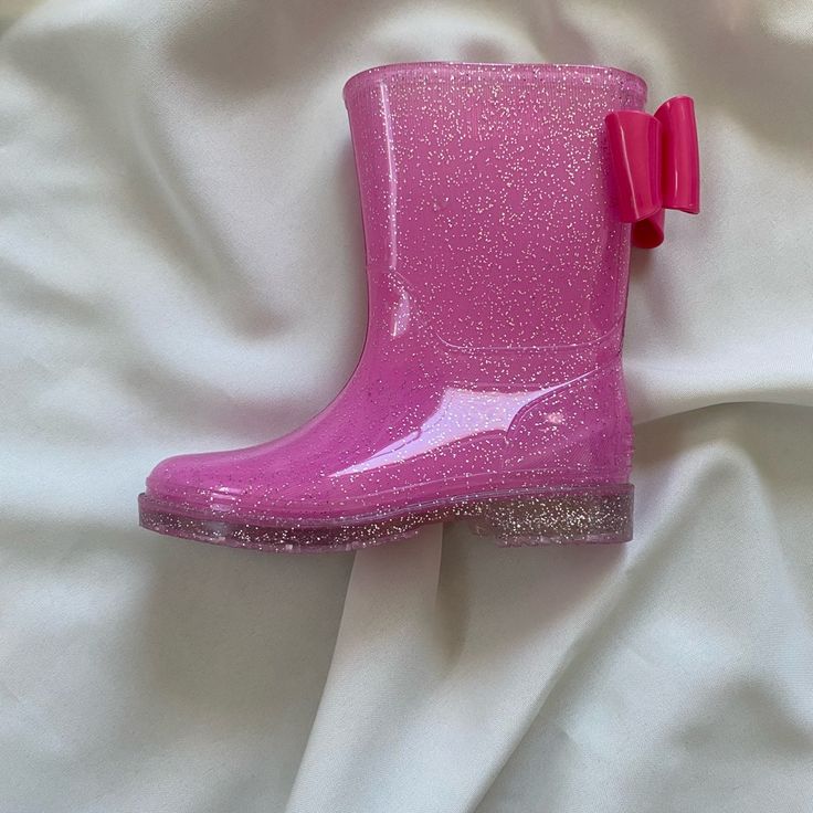 Perfect For The Rain Good Material Pink Non-slip Rain Boots With Round Toe, Pink Playful Boots With Round Toe, Pink Non-slip Boots With Round Toe, Playful Pink Boots With Round Toe, Playful Pink Round Toe Boots, Cute Pink Closed Toe Boots, Gold Girl, Mermaid Coloring, Shoes Pink