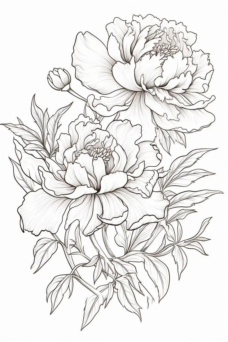 some flowers that are drawn in pencil on paper