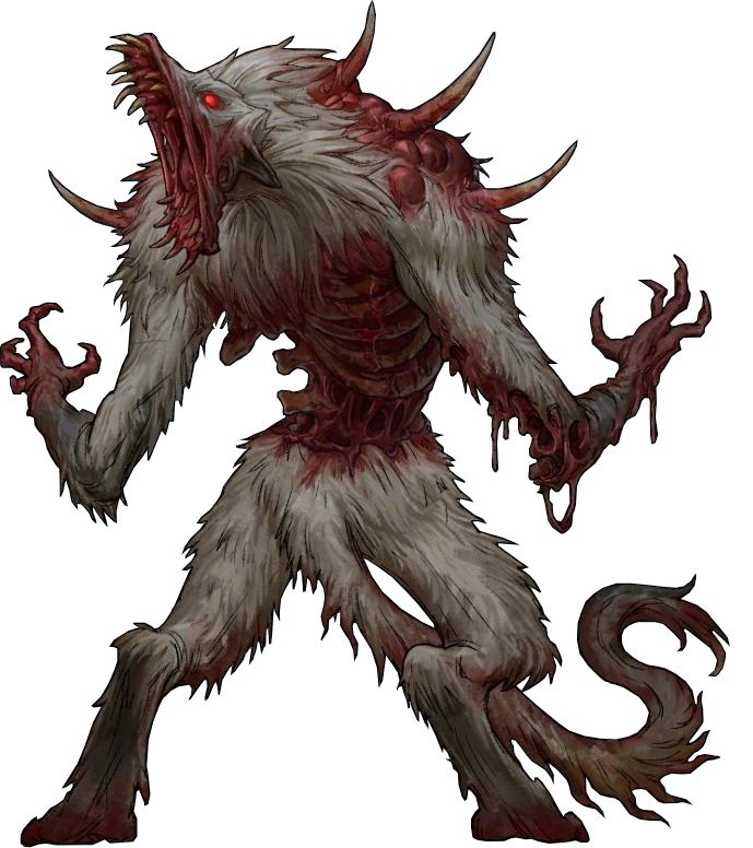 an image of a demonic creature with horns and claws