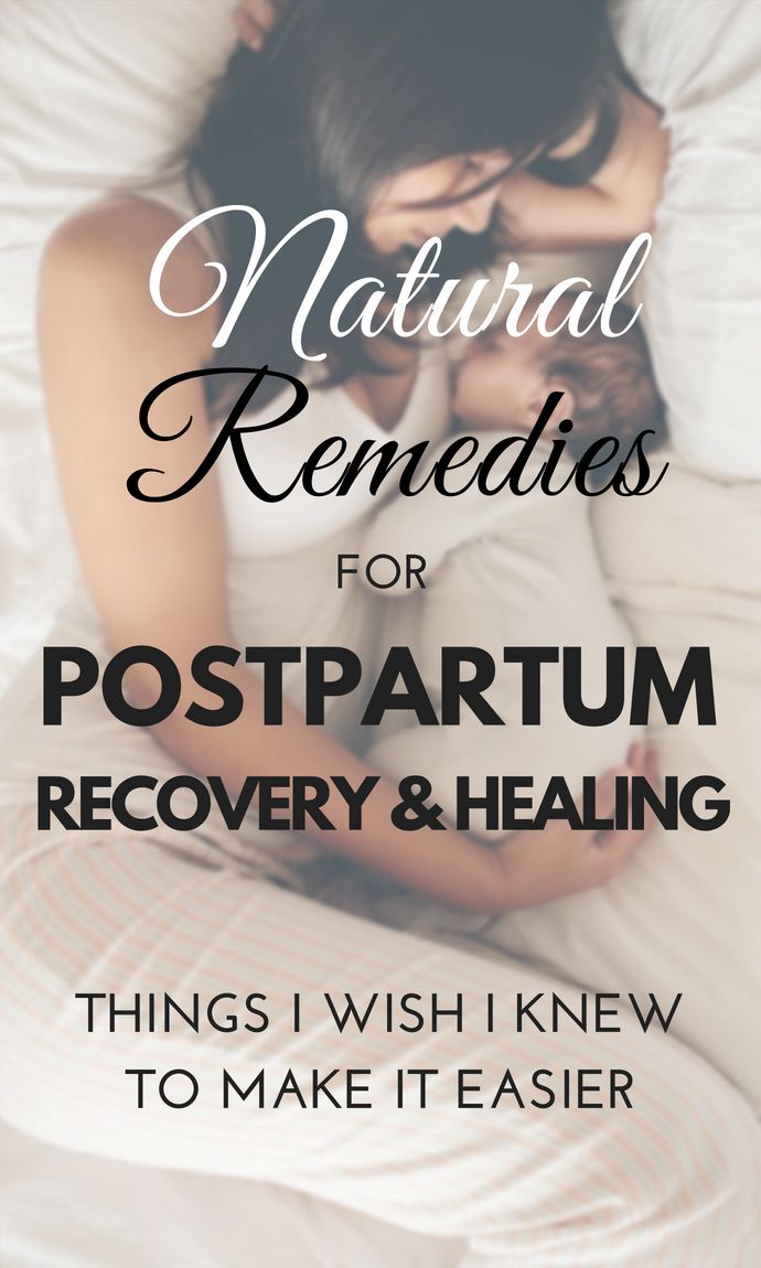 a woman laying in bed with the words natural remedies for postpartum recovery and