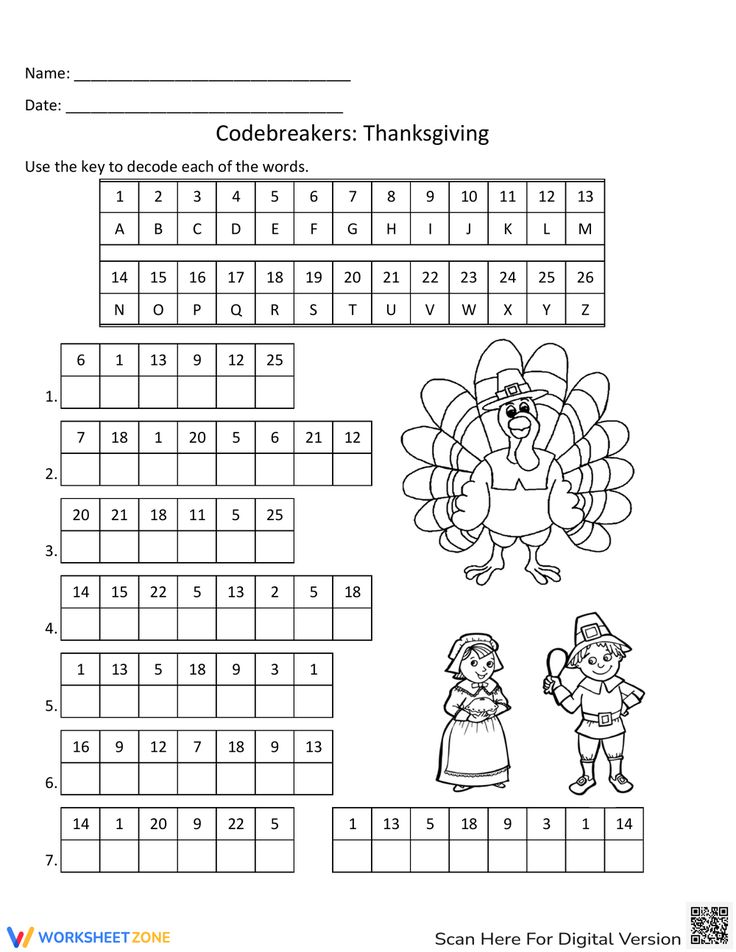 thanksgiving worksheet for kids with numbers and pictures to help them learn how to read the