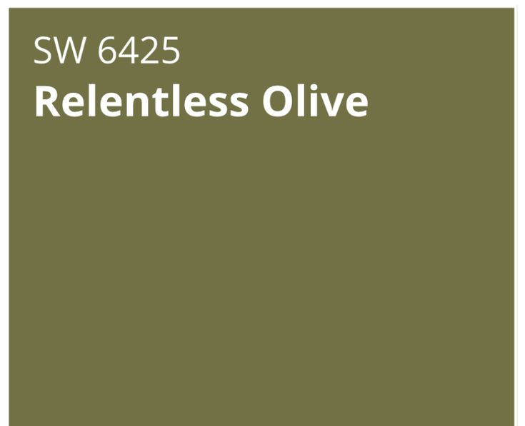 an olive green color with the words,'sw 645 reentless olive