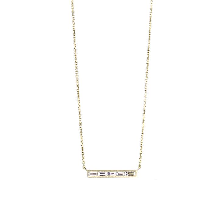 Baguette Diamond Necklace, Silhouette Necklace, White Diamond Necklace, Horizontal Bar Necklace, Gold Diamond Necklace, Yellow Gold Chain, Baguette Diamond, Simple Elegance, Bar Necklace