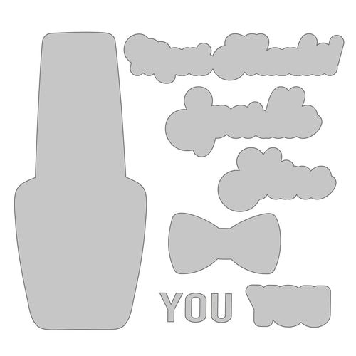 the silhouettes of a bottle and bow ties are shown in this cut out set