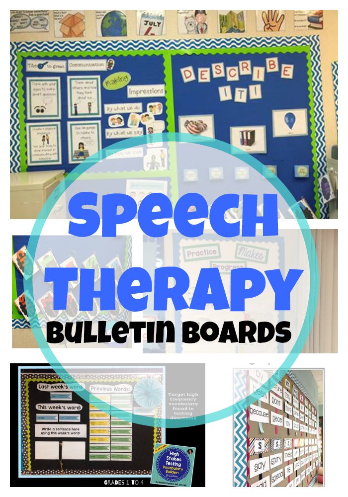 speech therapy bulletin board with the words speech therapy bulletin boards