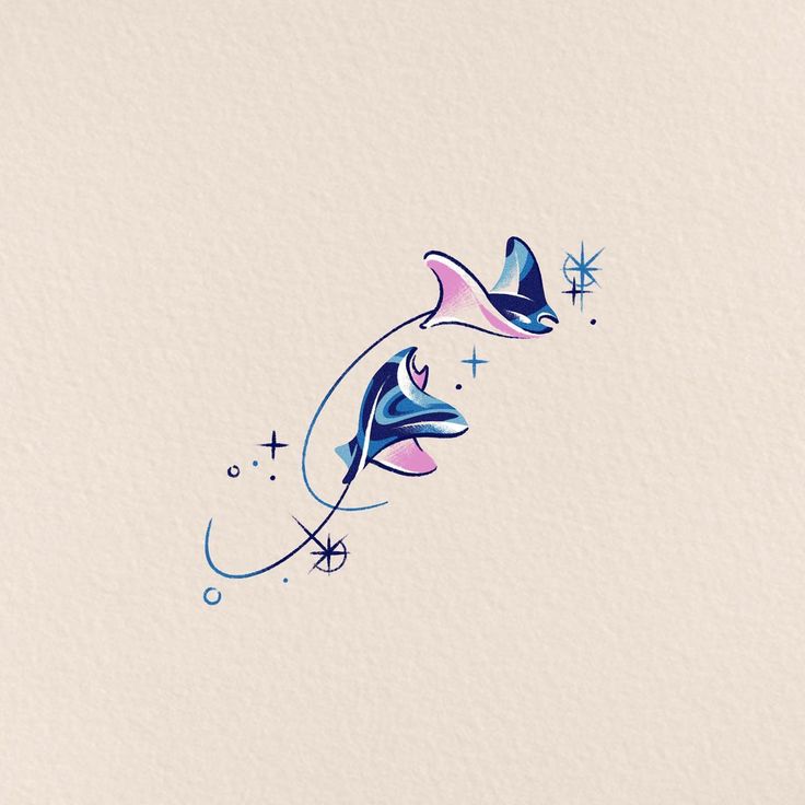 a drawing of a dolphin with stars on it's back