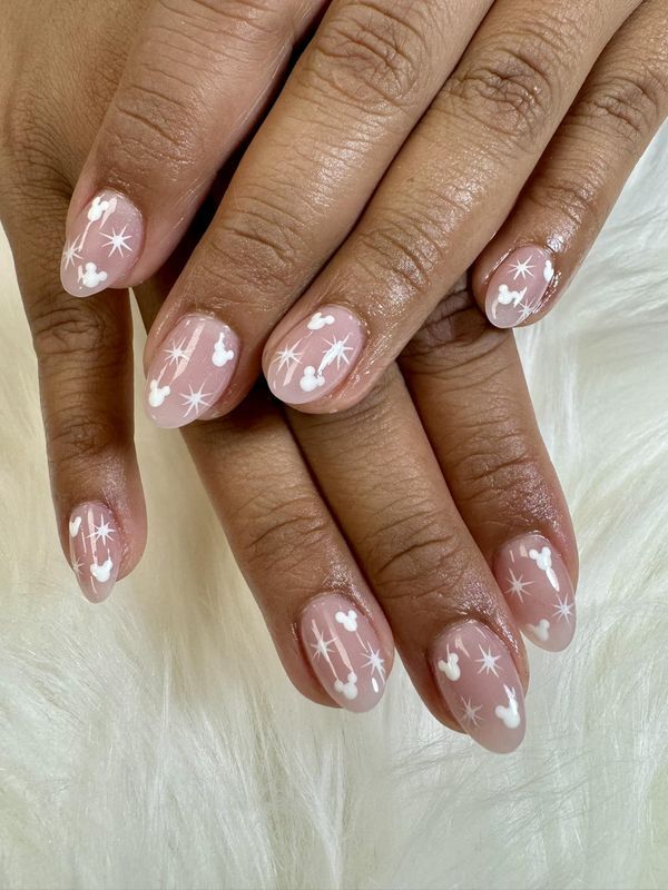 Walt Disney World Tips and Tricks | My nail lady did an amazing job on my nails | Facebook Simple Disney Manicure, Epcot Nail Art, Small World Nails, Mickey Nails Simple, Epcot Nails, Disney Manicure Ideas, Disneyland Manicure, Hidden Mickey Nails, Disney World Nails