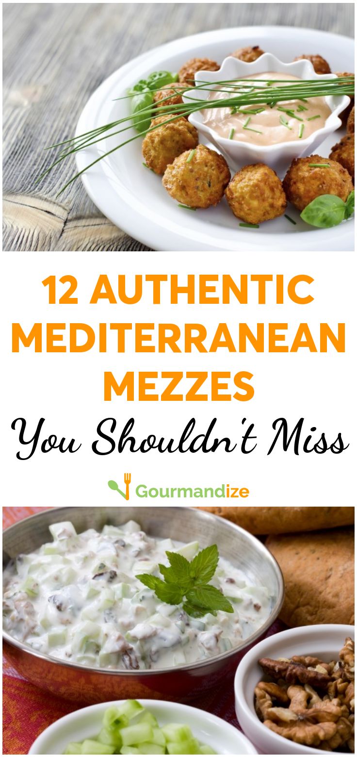 some food that is on top of a table with the words 12 authentic mediterranean mezzes you should't miss