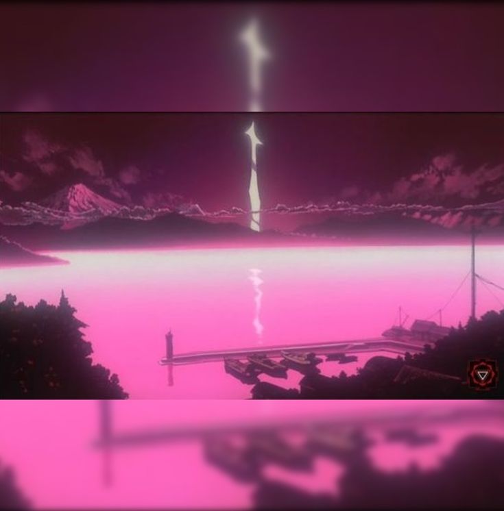 an animated image of a pink sky with lightning