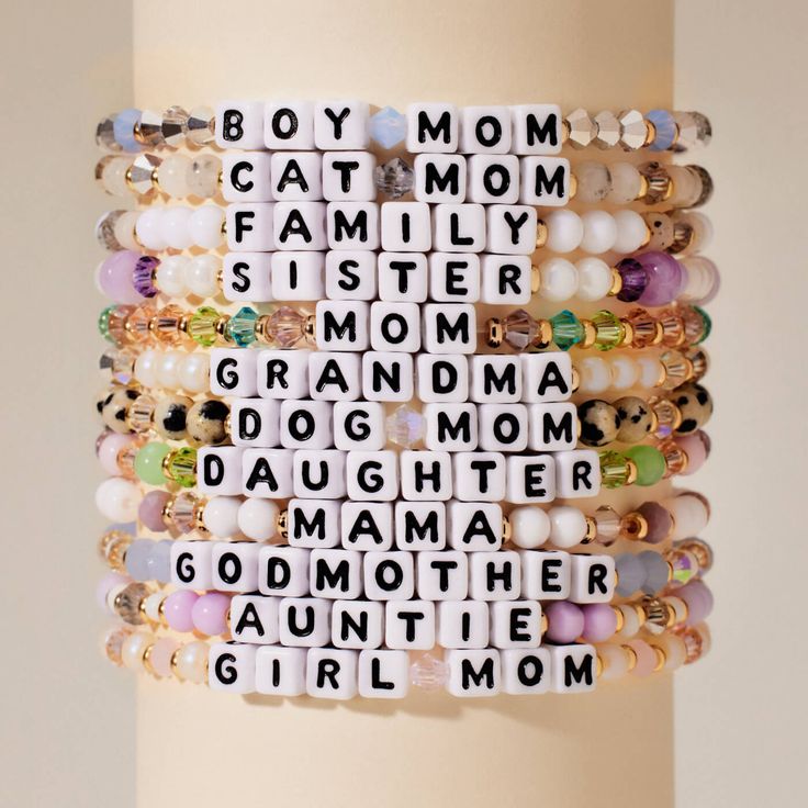 Here’s a little uplifting gift for your favorite auntie. Celebrate her generous spirit with a pretty handmade bracelet, designed to be stacked or worn solo. Set Kindness in MotionThe cycle of kindness starts with you. It’s why each of our bracelets has a trackable ID tag, so you can one day pass it on and pay its meaning forward. Connect your bracelet to get started! Bead Name Bracelets, Hardworking Girl, Little Words Project, Family Bracelet, Family Bracelets, Colorful Bracelet, Colored Acrylic, Word Bracelet, Chosen Family