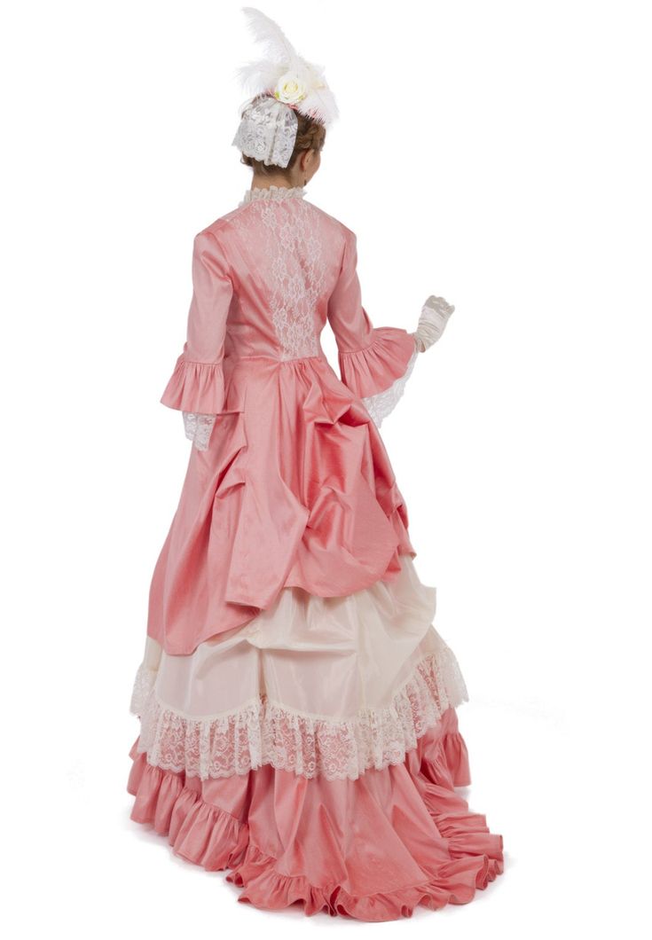 You will adore wearing this fabulous 3-piece dress! You choose the dupioni color for the polonaise jacket and underskirt, as well as the lace and taffeta color for the overskirt and trim on the jacket. This set consists of three pieces: a Polonaise, taffeta overskirt and dupioni underskirt. The polonaise bodice has a square neckline in front accented with lace, and framed by a lace-overlay in center front and back. Elbow length sleeves have a dupioni ruffle and lace flounces. The underskirt is m Marie Antoinette Style Fitted Gown For Costume, Marie Antoinette Victorian Dress For Fancy Dress, Marie Antoinette Victorian Dress With Fitted Bodice, Marie Antoinette Style Victorian Dress For Costume Party, Marie Antoinette Style Fitted Fancy Dress, Marie Antoinette Style Fitted Dress For Costume Party, Pink Fitted Victorian Dress For Costume Party, Formal Fitted Victorian Rococo Dress, Satin Victorian Dress With Ruffles In Ball Gown Shape