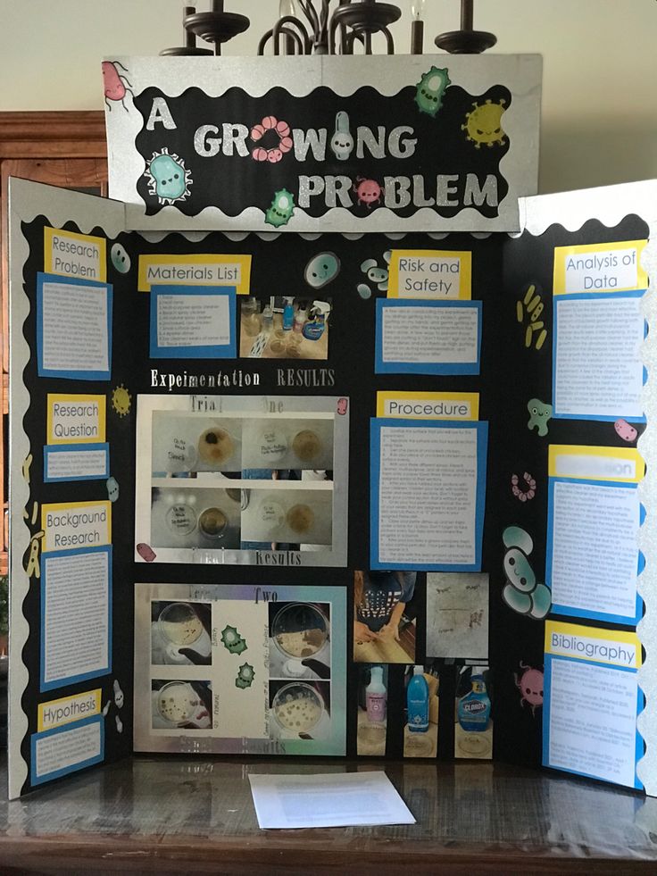 a bulletin board with information about the growing problem and other things to do on it