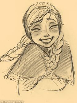 a drawing of a girl with braids smiling