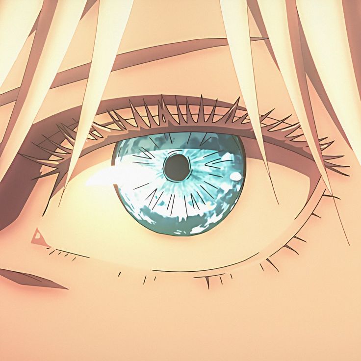 an anime character's eye with long eyelashes