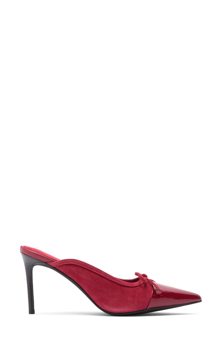 Cushioning gives enduring support to a classy mule pump featuring a pointed cap toe and spiked heel. 2" heel Synthetic with textile upper/leather and synthetic lining/synthetic sole Imported Chic Pointed Toe Mules With Red Sole, Red Mules With Padded Heel For Evening, Chic Red Mules With Sculpted Heel, Red Pointed Toe Mules For Evening, Evening Red Mules With Padded Heel, Pointed Toe Mules For Evening In Fall, Formal Pointed Toe Mules With Red Sole, Formal Mules With Red Sole And Pointed Toe, Elegant Pointed Toe Mules With Red Sole