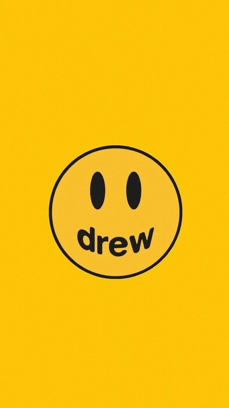 the word drew is written in black on a yellow background with two circles around it