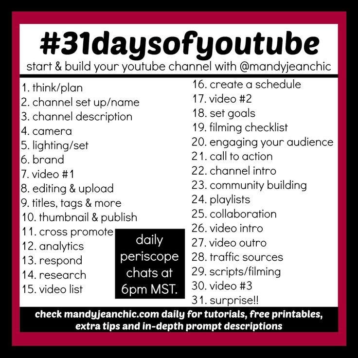 a black and white poster with the words 31 days of youtube on it's side