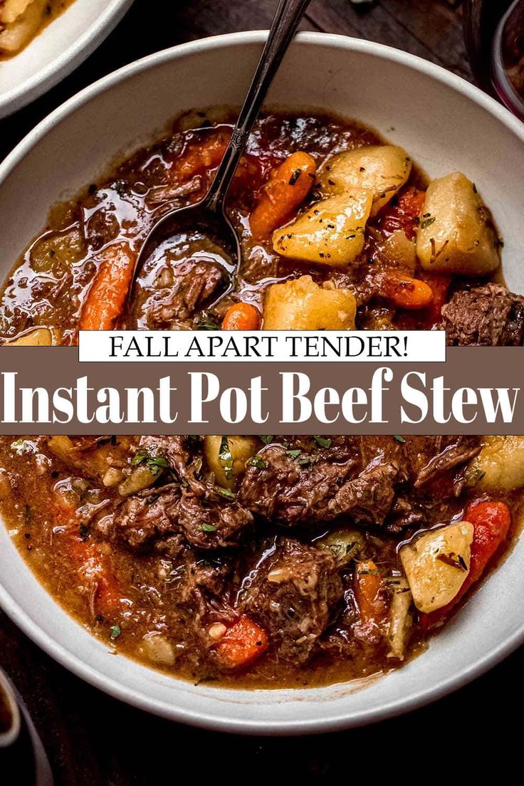 the instant pot beef stew is ready to be eaten