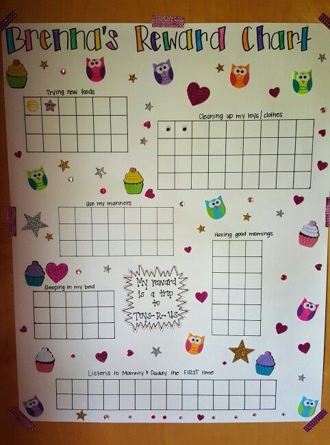 a reward chart with owls and stars on it