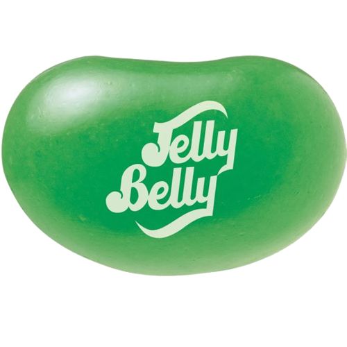 an image of jelly belly logo on green eggplant with white lettering that says jelly belly