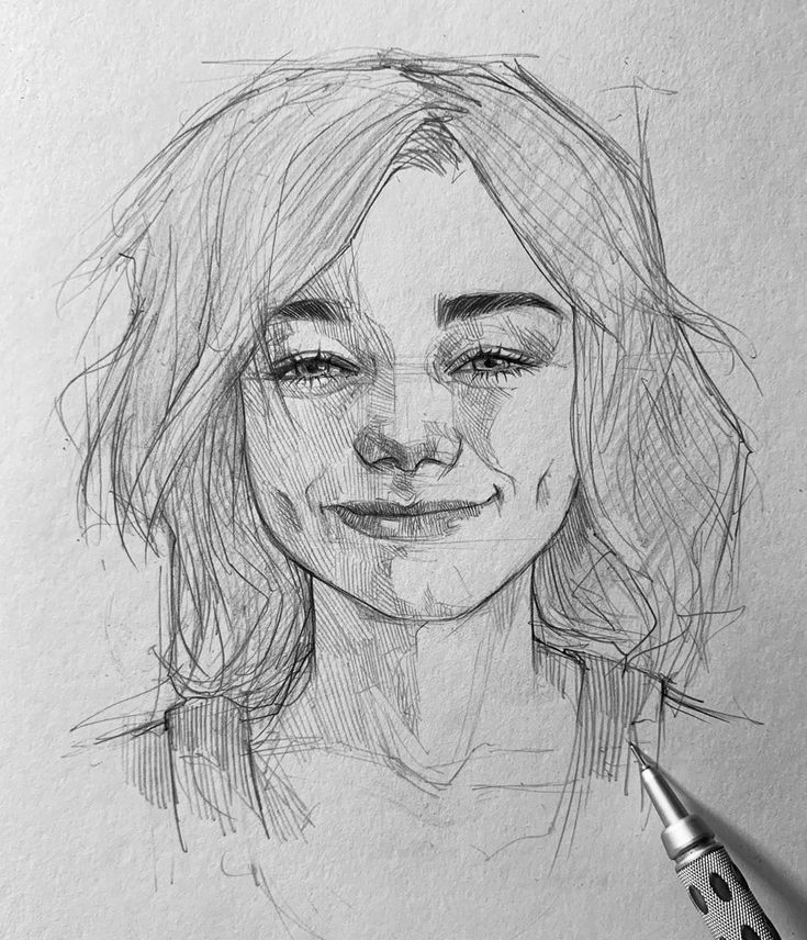 a pencil drawing of a woman's face