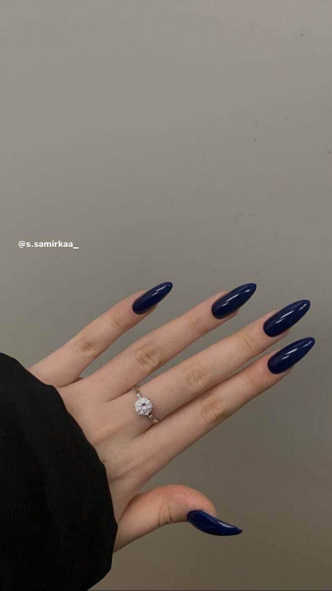 Dark Blue Nails, Navy Nails, Navy Blue Nails, Casual Nails, Pretty Gel Nails, Soft Nails, Blue Nail, Classy Nails, Dream Nails