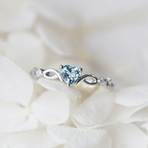 Blue Heart Ring, Cute Promise Rings, Princess Diamond Ring, Silver Promise Rings, Cute Engagement Rings, Silver Heart Ring, Heart Shaped Rings, Stylish Rings, Promise Rings For Her